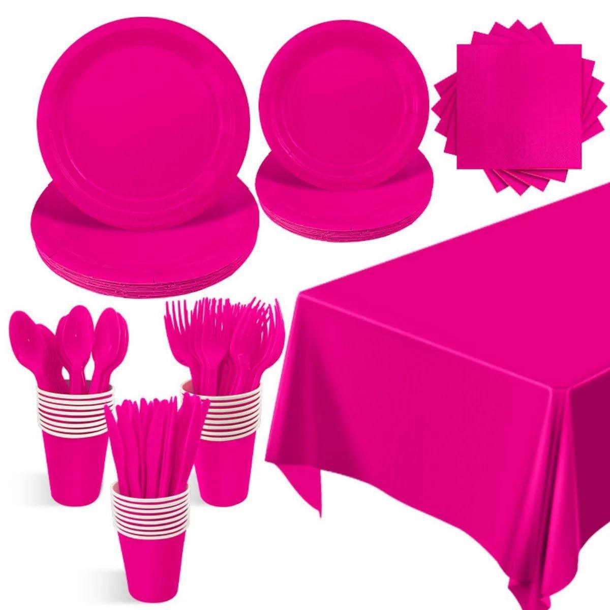 hot pink party supplies - basil boutique