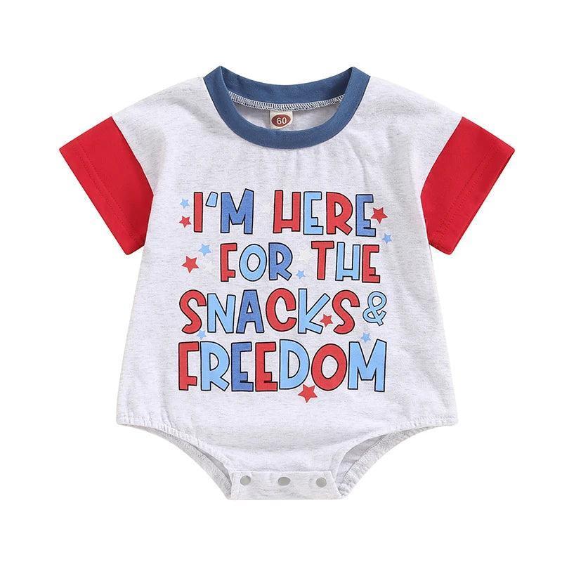 i'm here for the snacks and freedom onesie - basil boutique