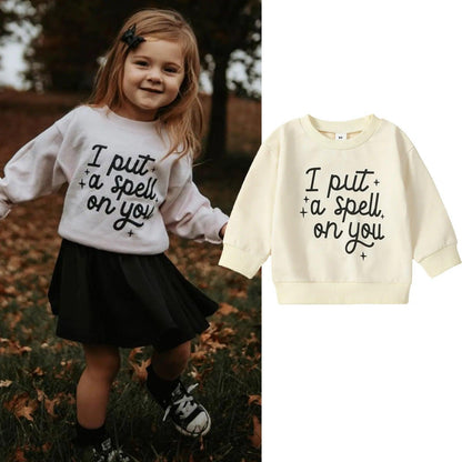 i put a spell on you kids crew sweatshirt - basil boutique