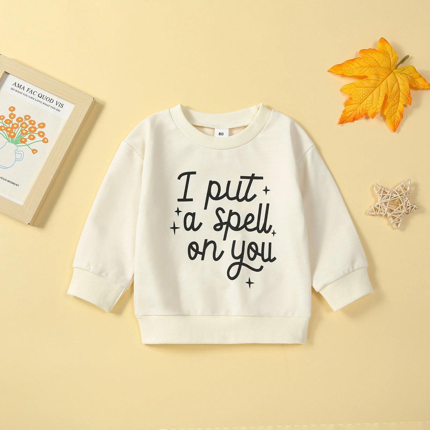 i put a spell on you kids crew sweatshirt - basil boutique