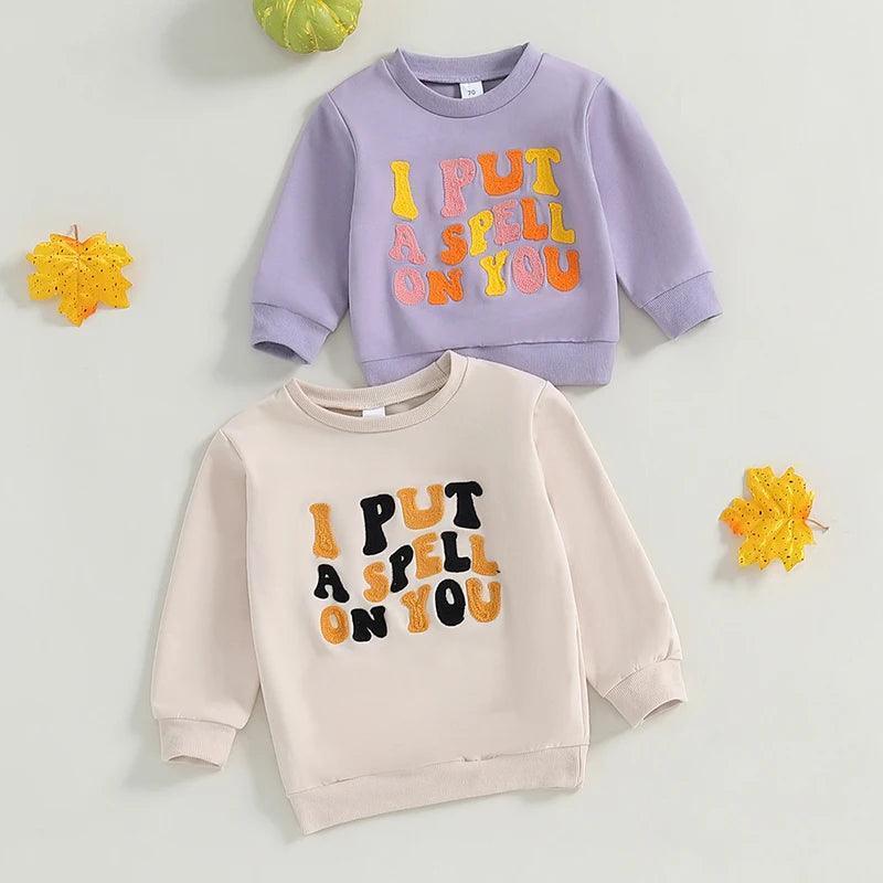 i put a spell on you retro kids crew sweatshirt - basil boutique