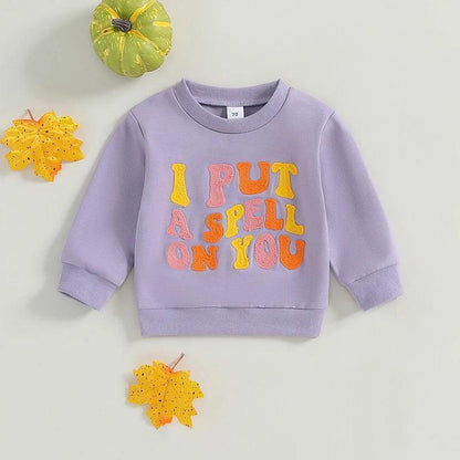 i put a spell on you retro kids crew sweatshirt - basil boutique