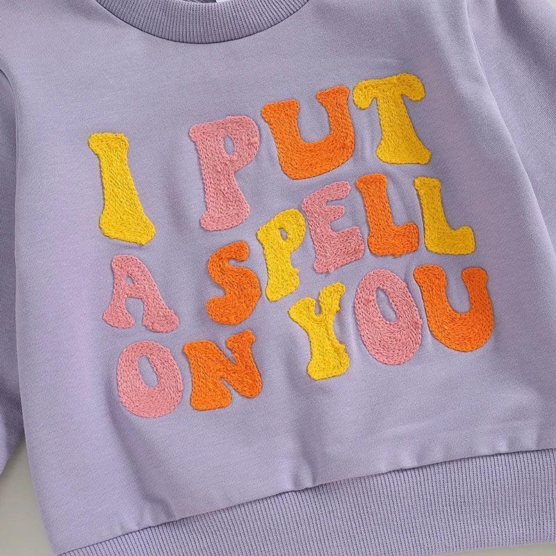 i put a spell on you retro kids crew sweatshirt - basil boutique