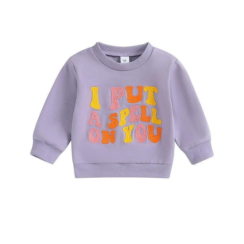 i put a spell on you retro kids crew sweatshirt - basil boutique