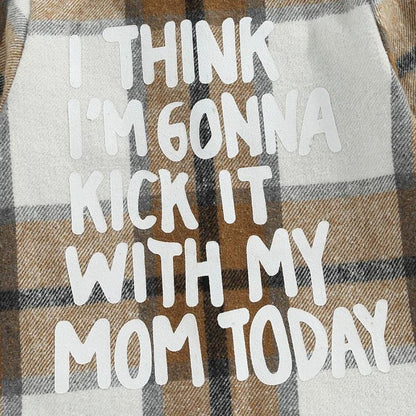 i think i'm gonna kick it with my mom today plaid kids flannel - basil boutique