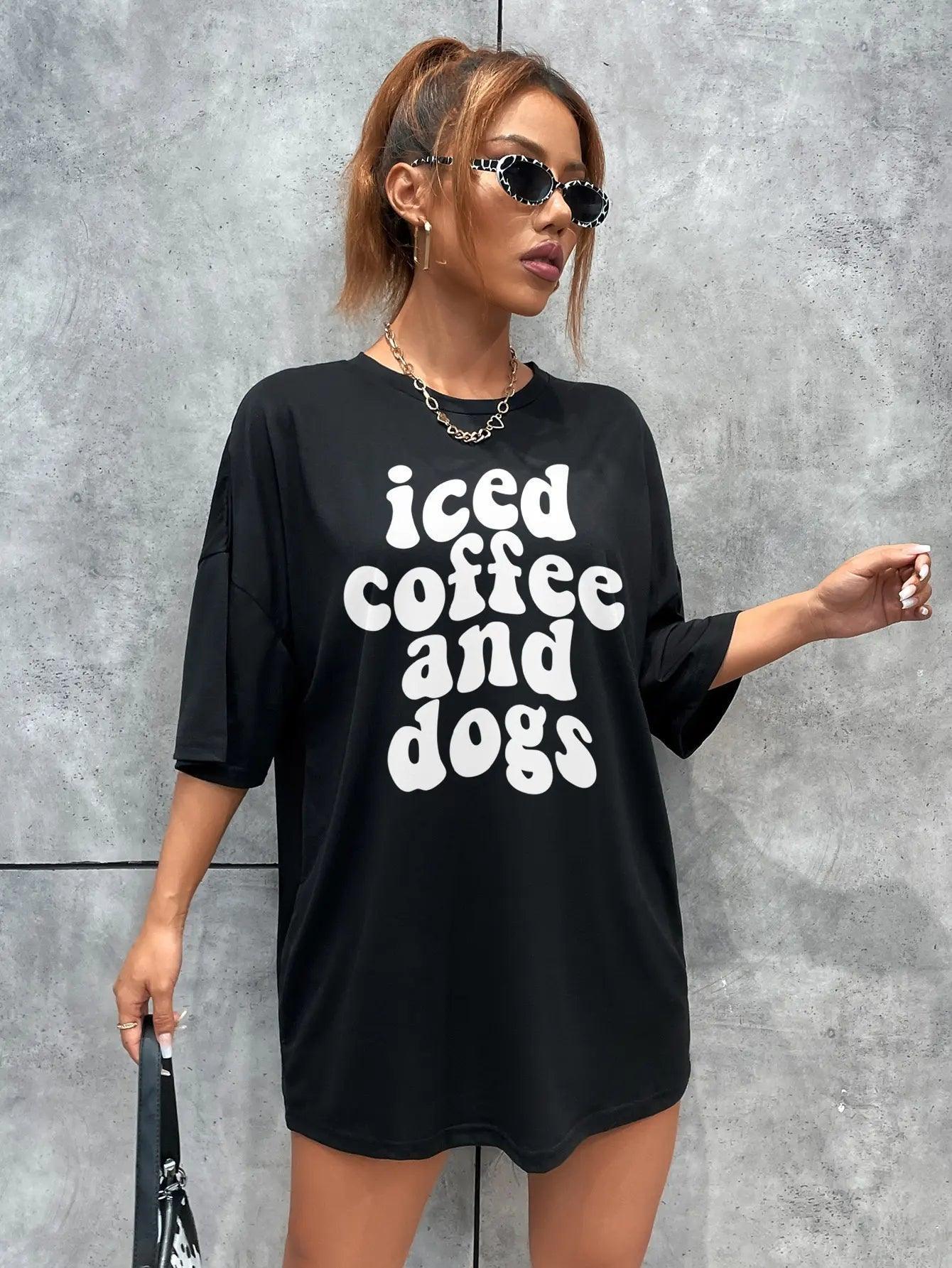 iced coffee and dogs t-shirt - basil boutique