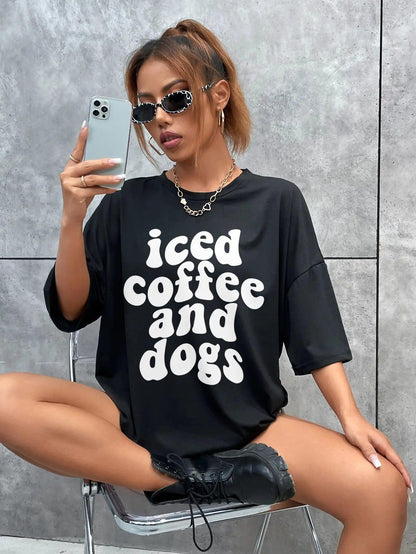 iced coffee and dogs t-shirt - basil boutique