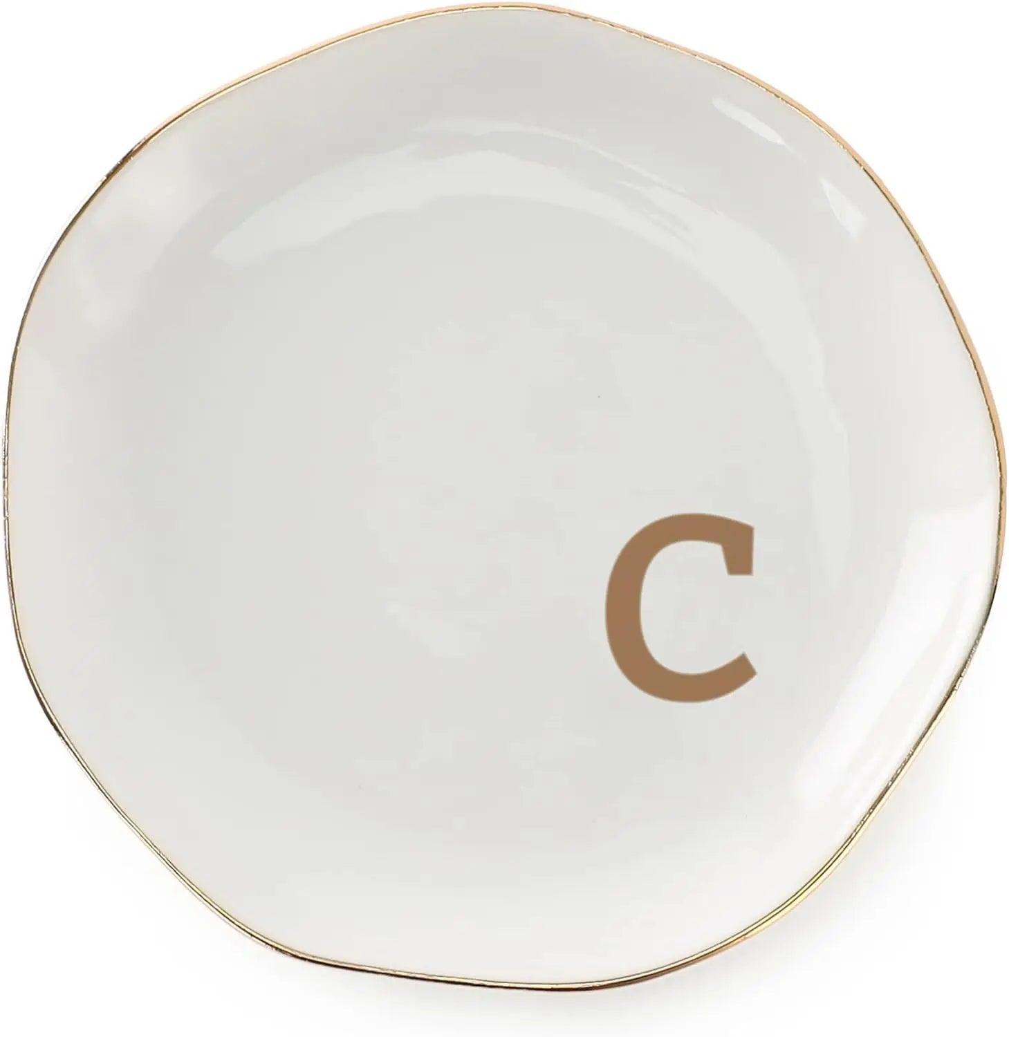 initial trinket dish - basil boutique