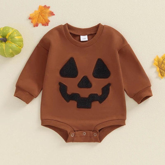 jack-o-lantern onesie - basil boutique