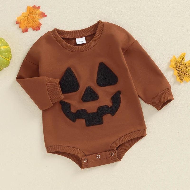 jack-o-lantern onesie - basil boutique