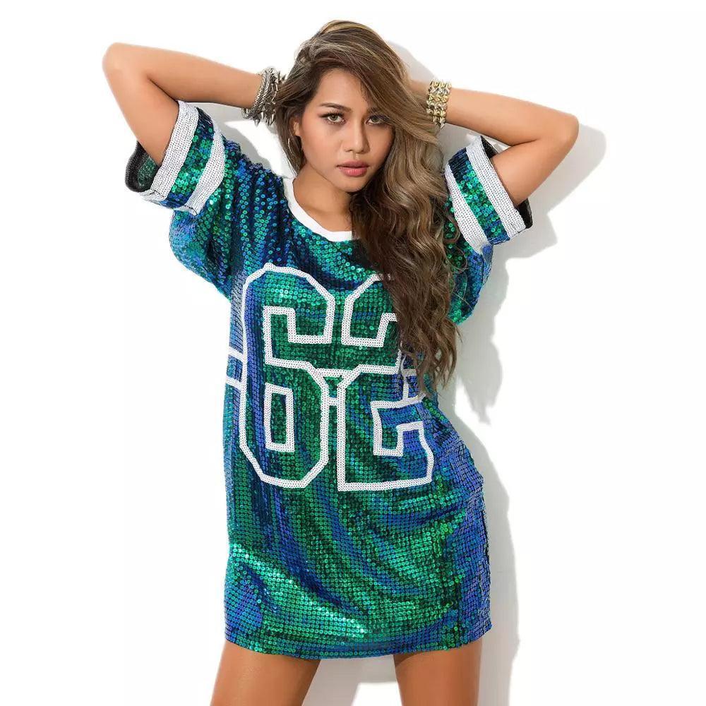 jersey style sequin t-shirt dress - basil boutique