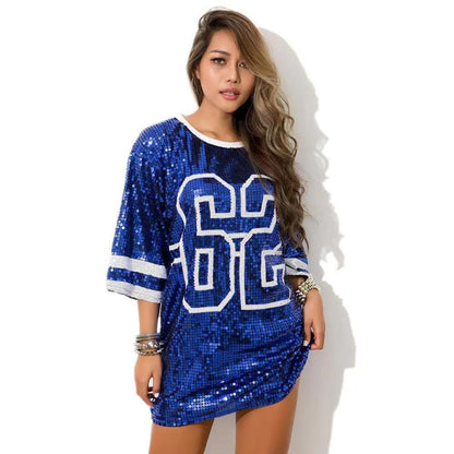 jersey style sequin t-shirt dress - basil boutique