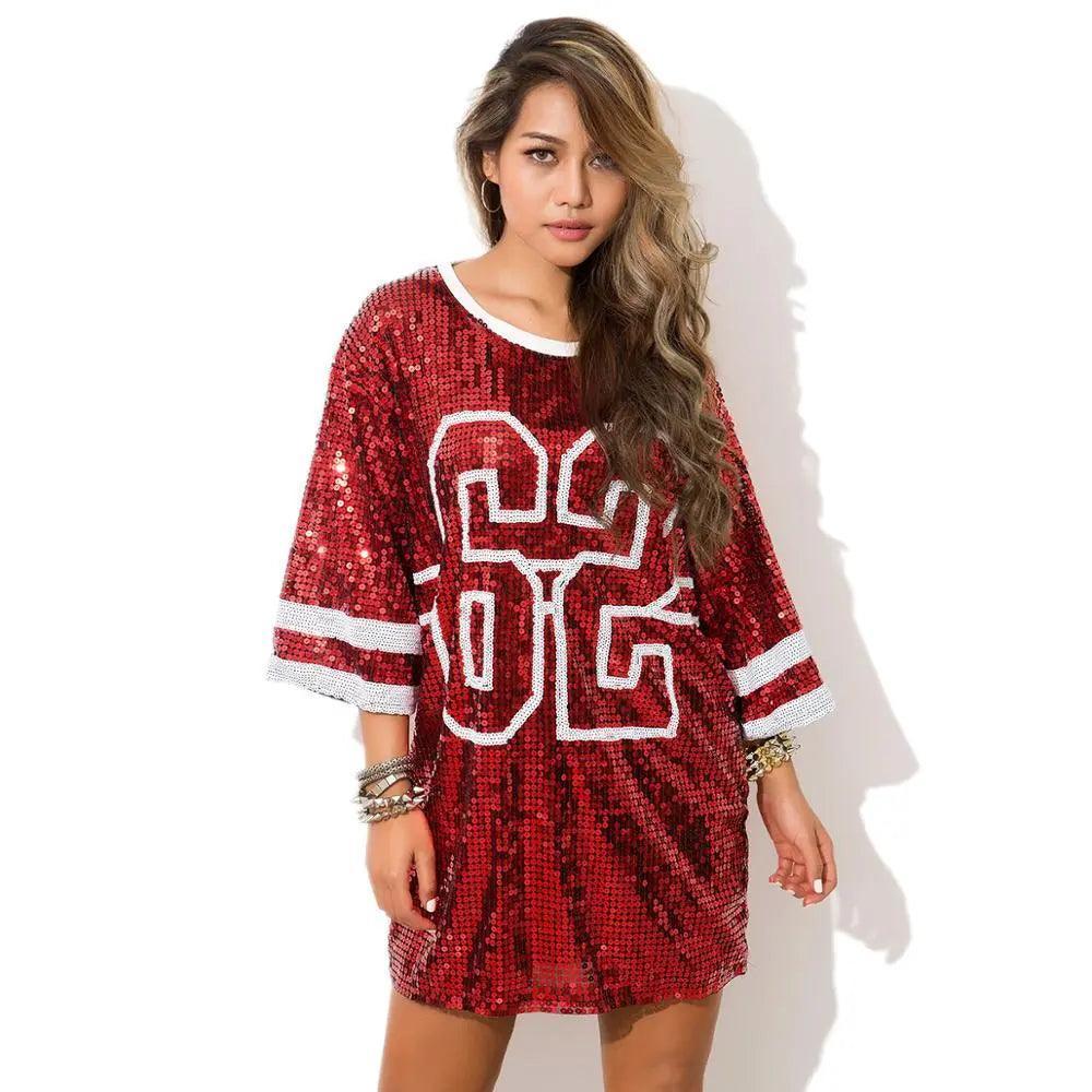 jersey style sequin t-shirt dress - basil boutique