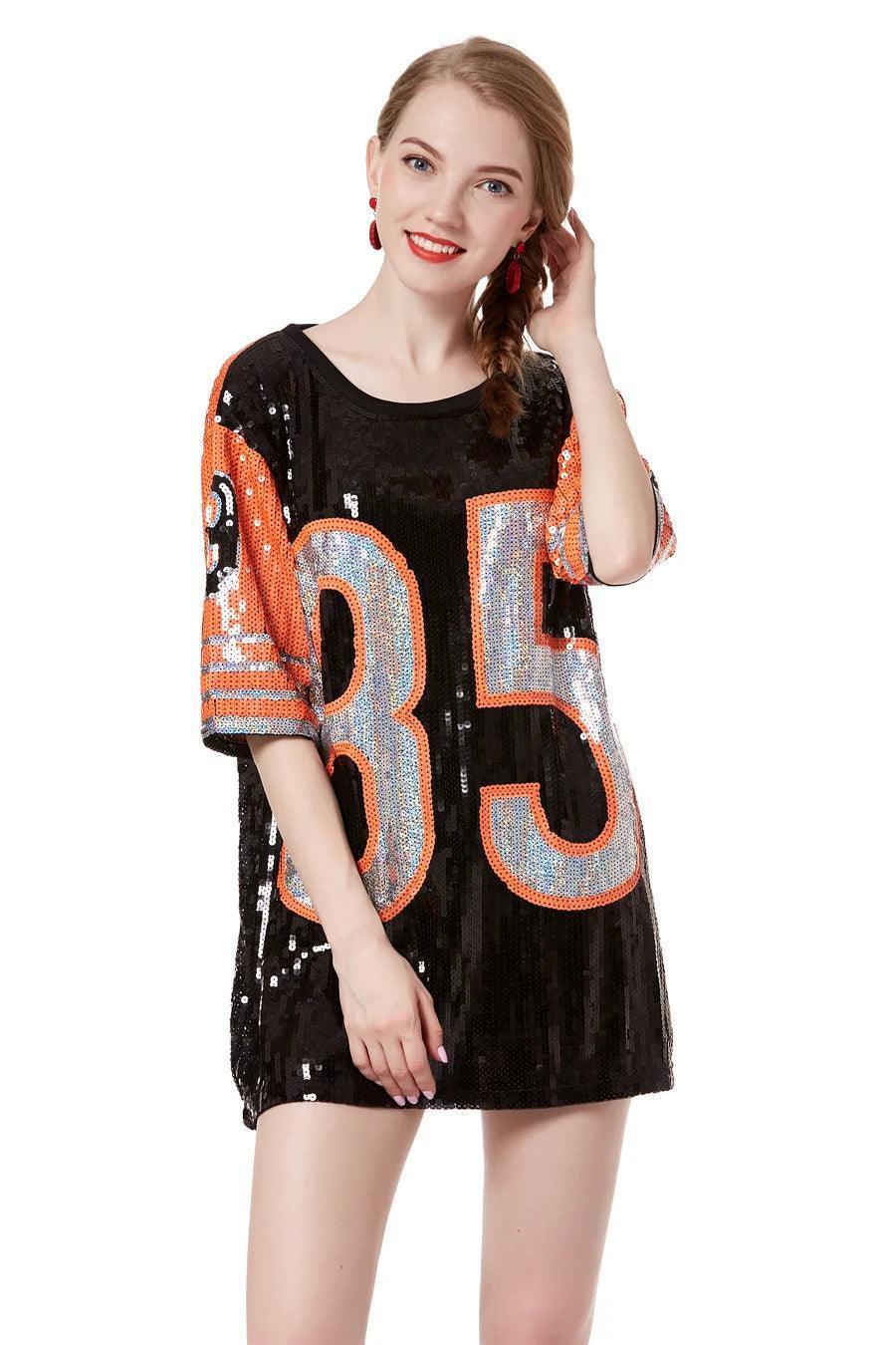 jersey style sequin t-shirt dress - basil boutique