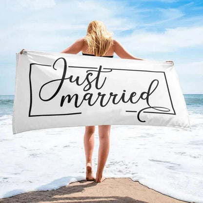 just married beach towel - basil boutique