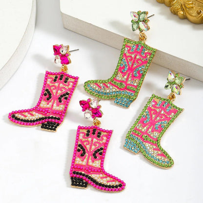 kickin' boots beaded earrings - basil boutique