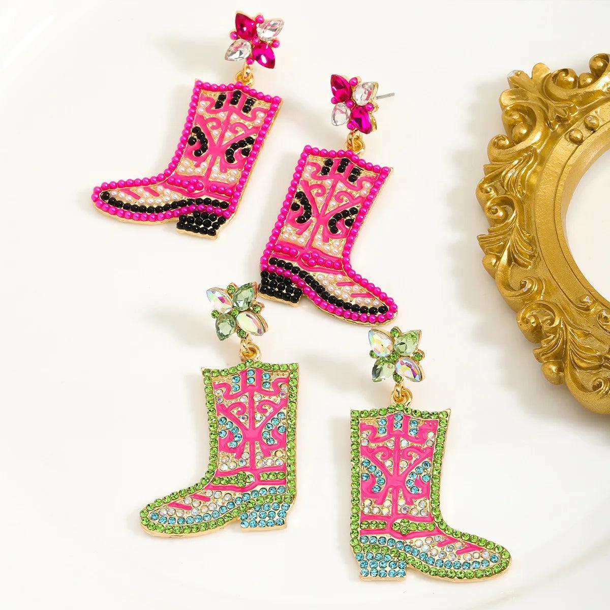 kickin' boots beaded earrings - basil boutique