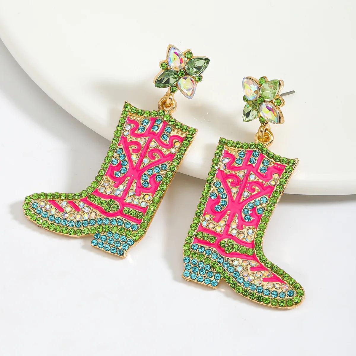 kickin' boots beaded earrings - basil boutique