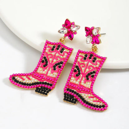 kickin' boots beaded earrings - basil boutique