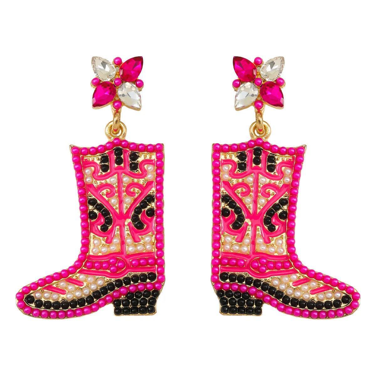 kickin' boots beaded earrings - basil boutique