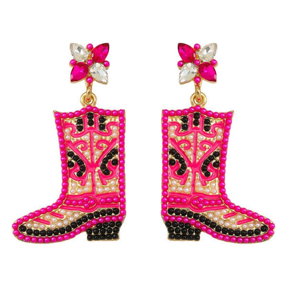 kickin' boots beaded earrings - basil boutique