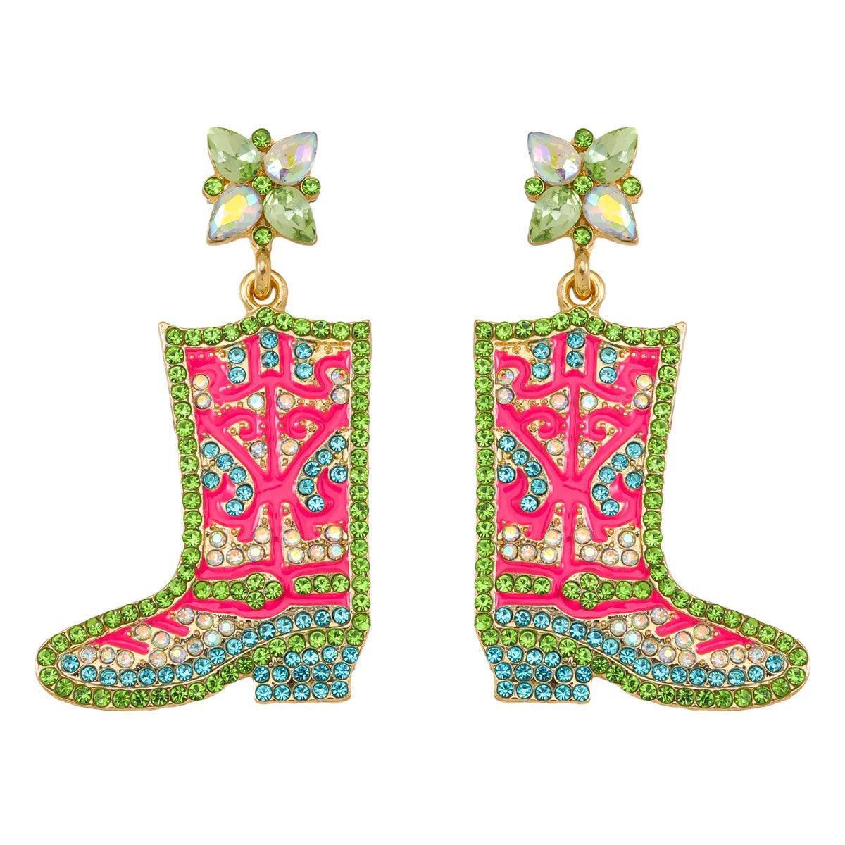 kickin' boots beaded earrings - basil boutique