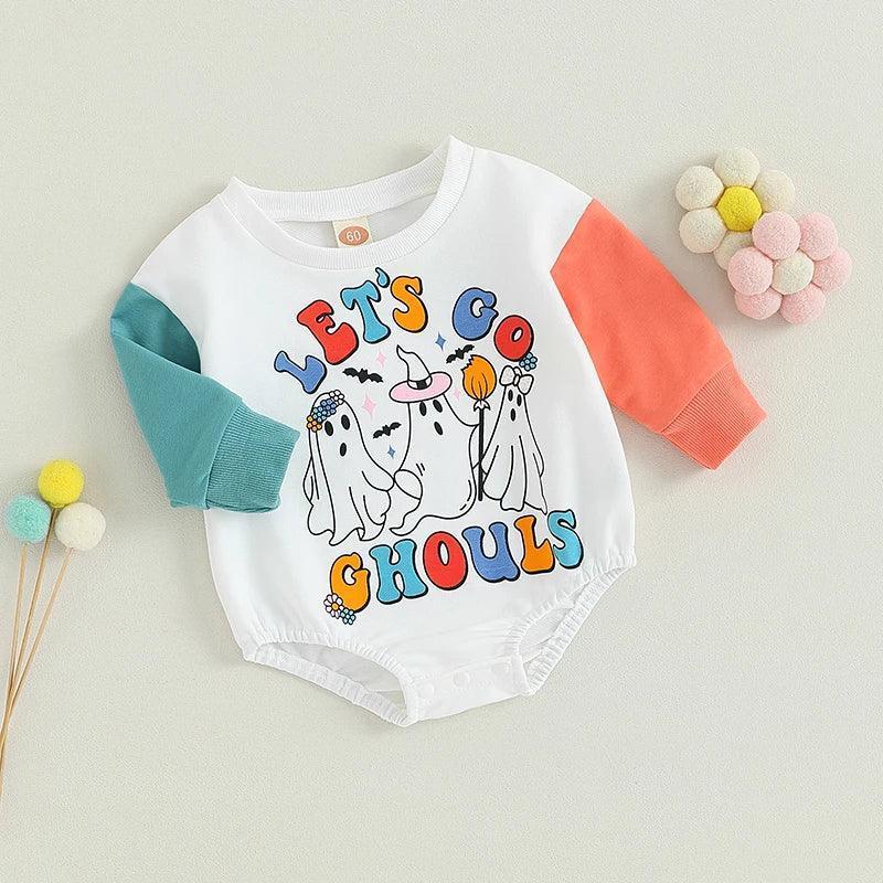 let's go ghouls two-toned onesie - basil boutique