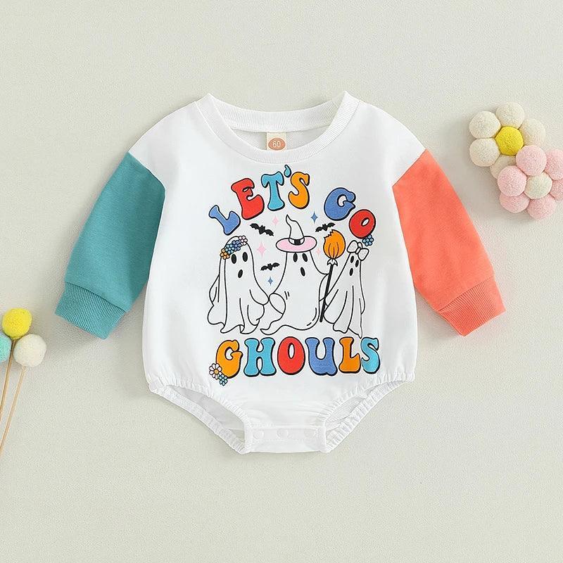 let's go ghouls two-toned onesie - basil boutique