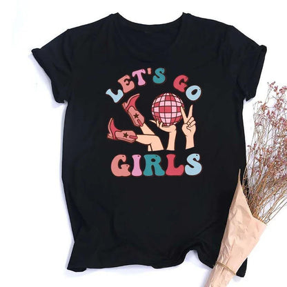 let's go girls disco t-shirts - basil boutique