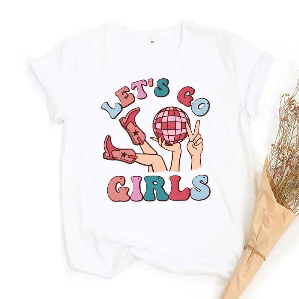 let's go girls disco t-shirts - basil boutique