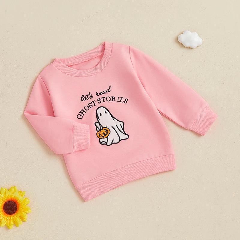 lets tell ghost stories kids crew sweatshirt - basil boutique