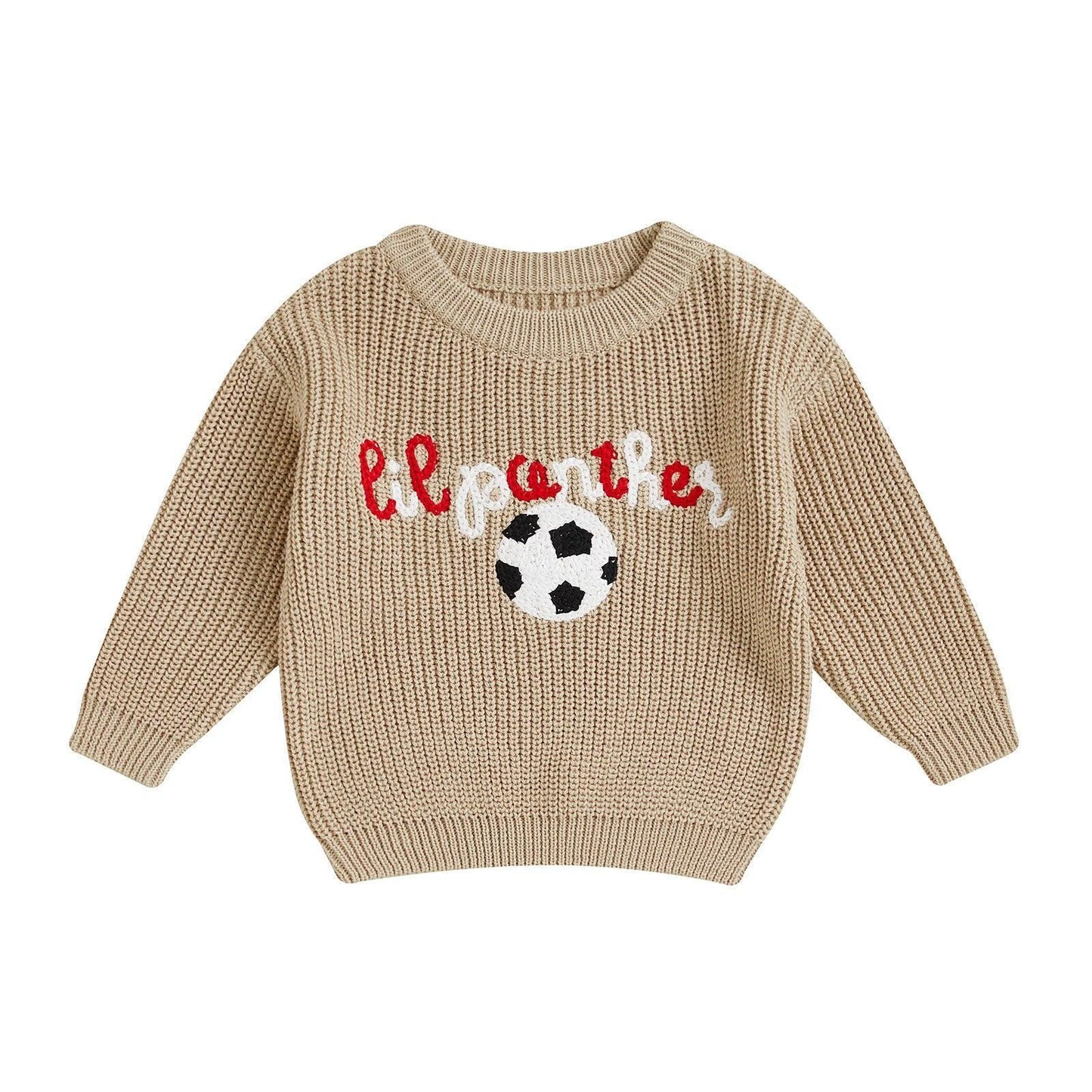 lil panther + tiger knit kids crew sweater - basil boutique