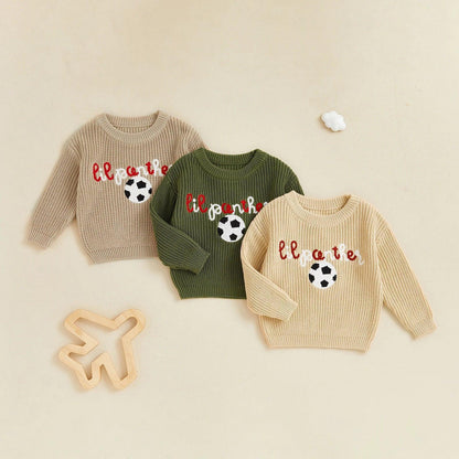 lil panther + tiger knit kids crew sweater - basil boutique