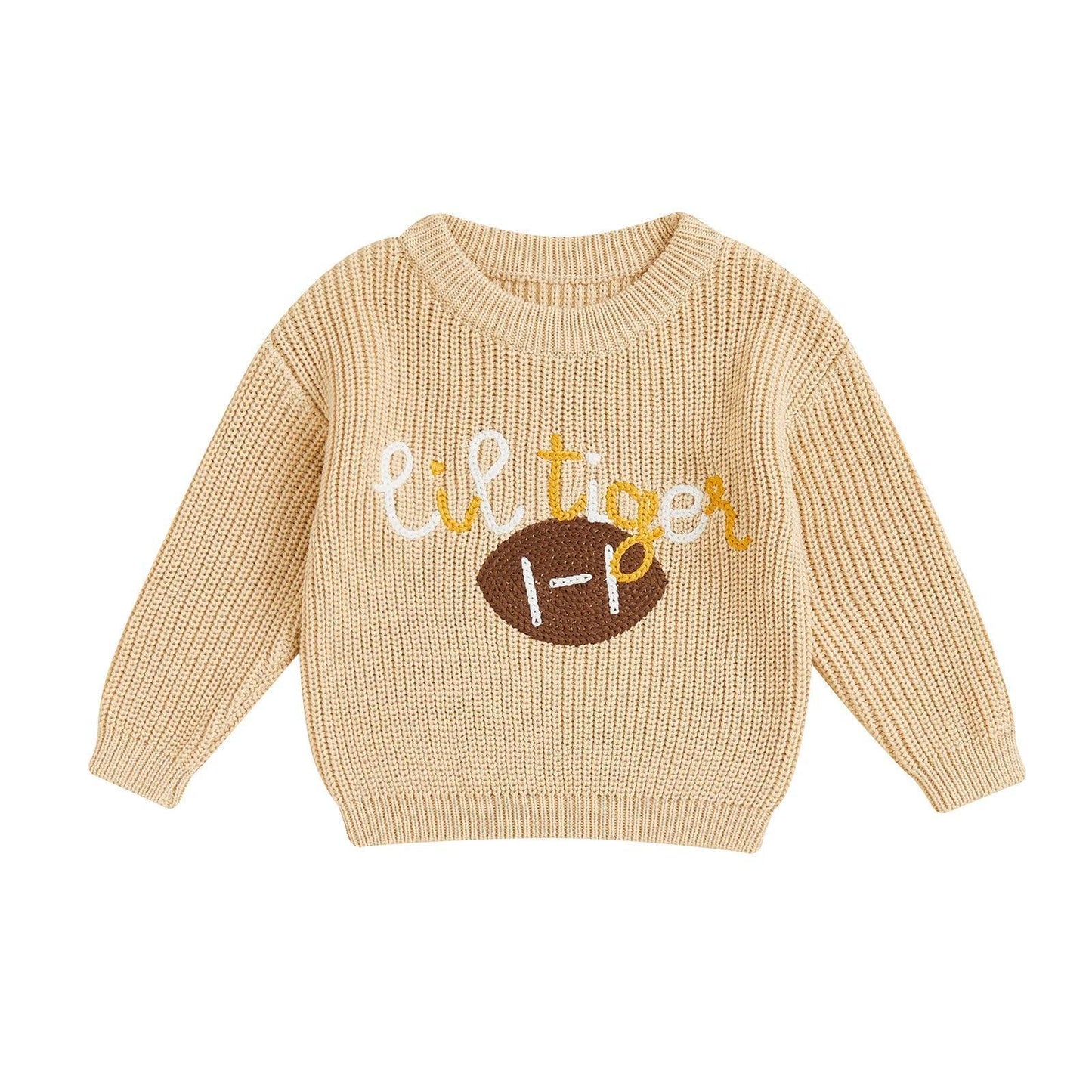 lil panther + tiger knit kids crew sweater - basil boutique