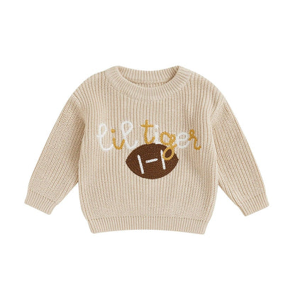 lil panther + tiger knit kids crew sweater - basil boutique