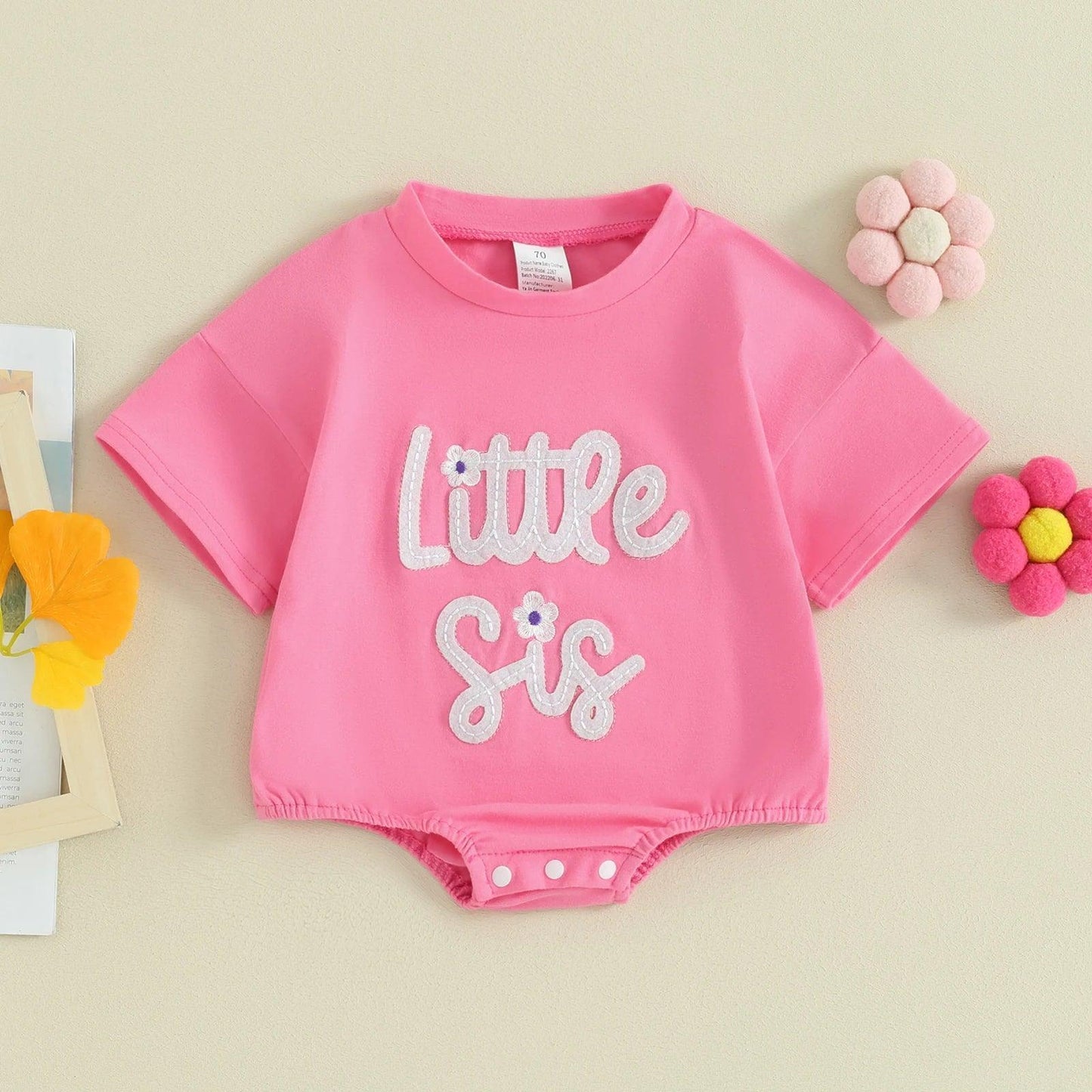 little bro + sis fuzzy script onesie - basil boutique