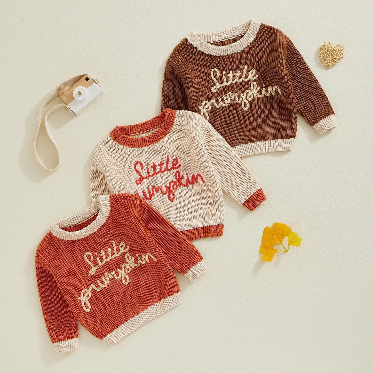 little pumpkin knit kids crew sweaters - basil boutique