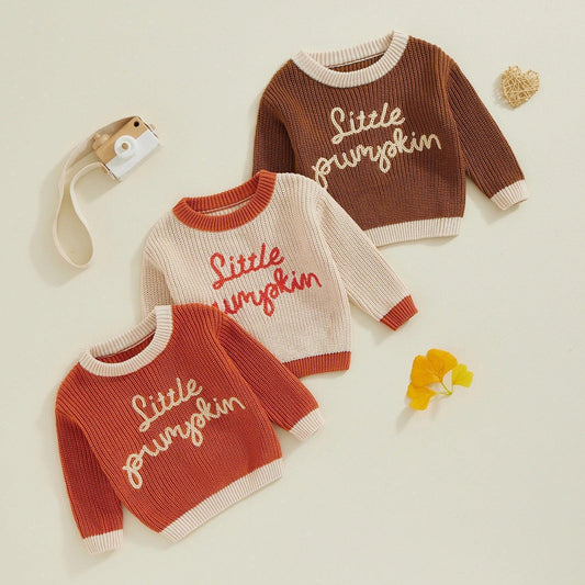 little pumpkin knit kids crew sweaters - basil boutique