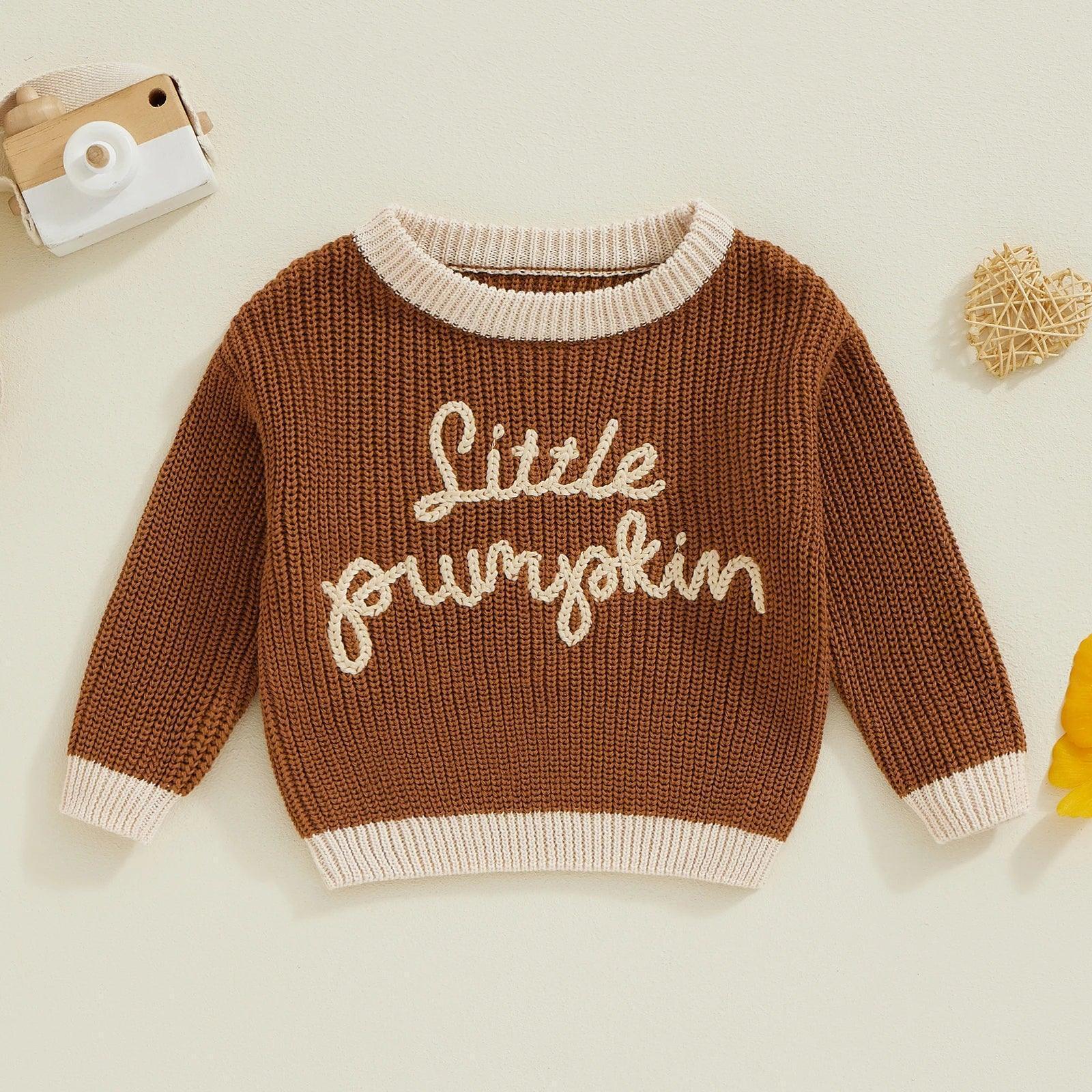 little pumpkin knit kids crew sweaters - basil boutique