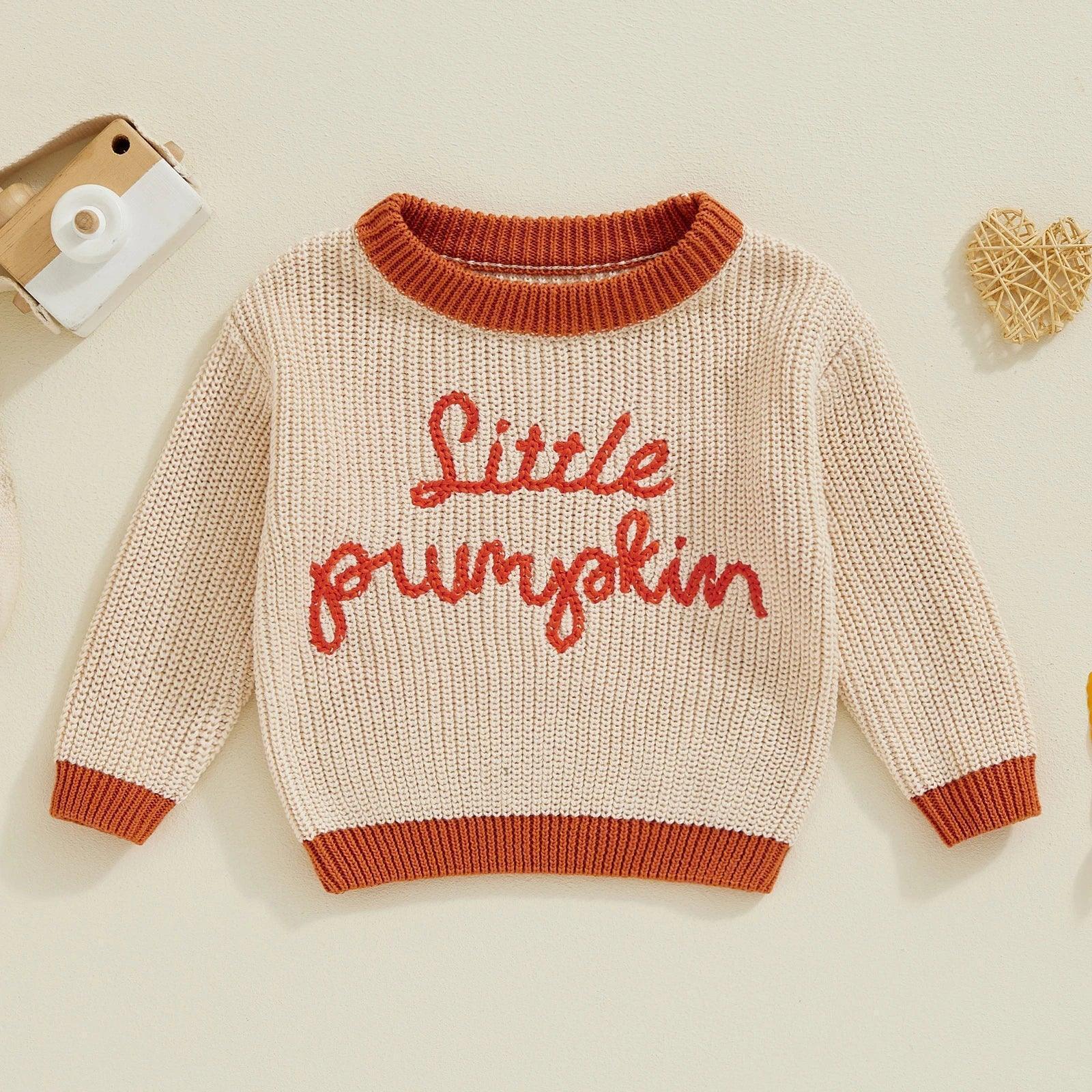 little pumpkin knit kids crew sweaters - basil boutique