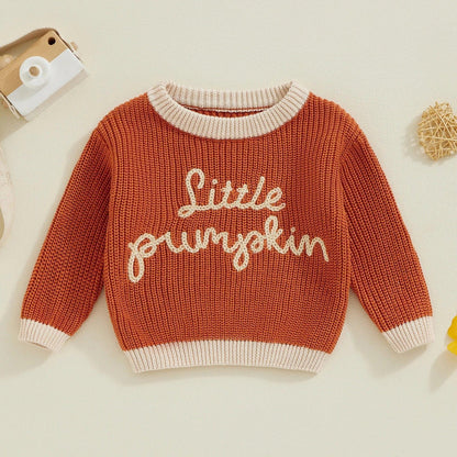 little pumpkin knit kids crew sweaters - basil boutique