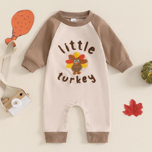 little turkey long sleeve onesie - basil boutique