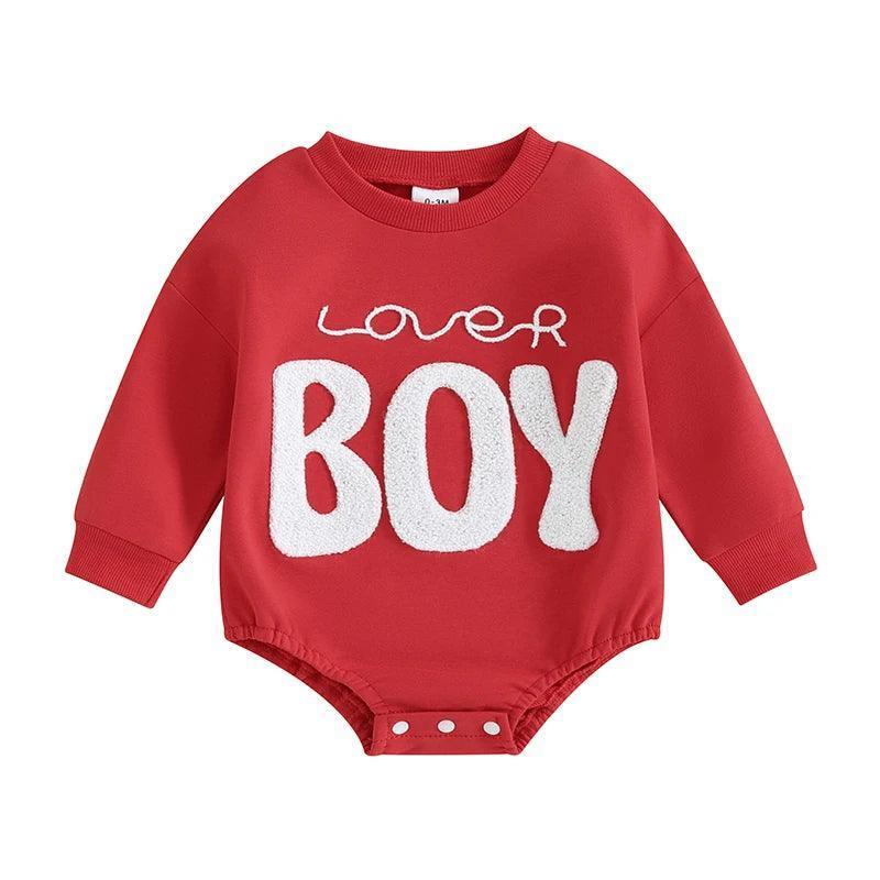 lover boy fuzzy onesie - basil boutique