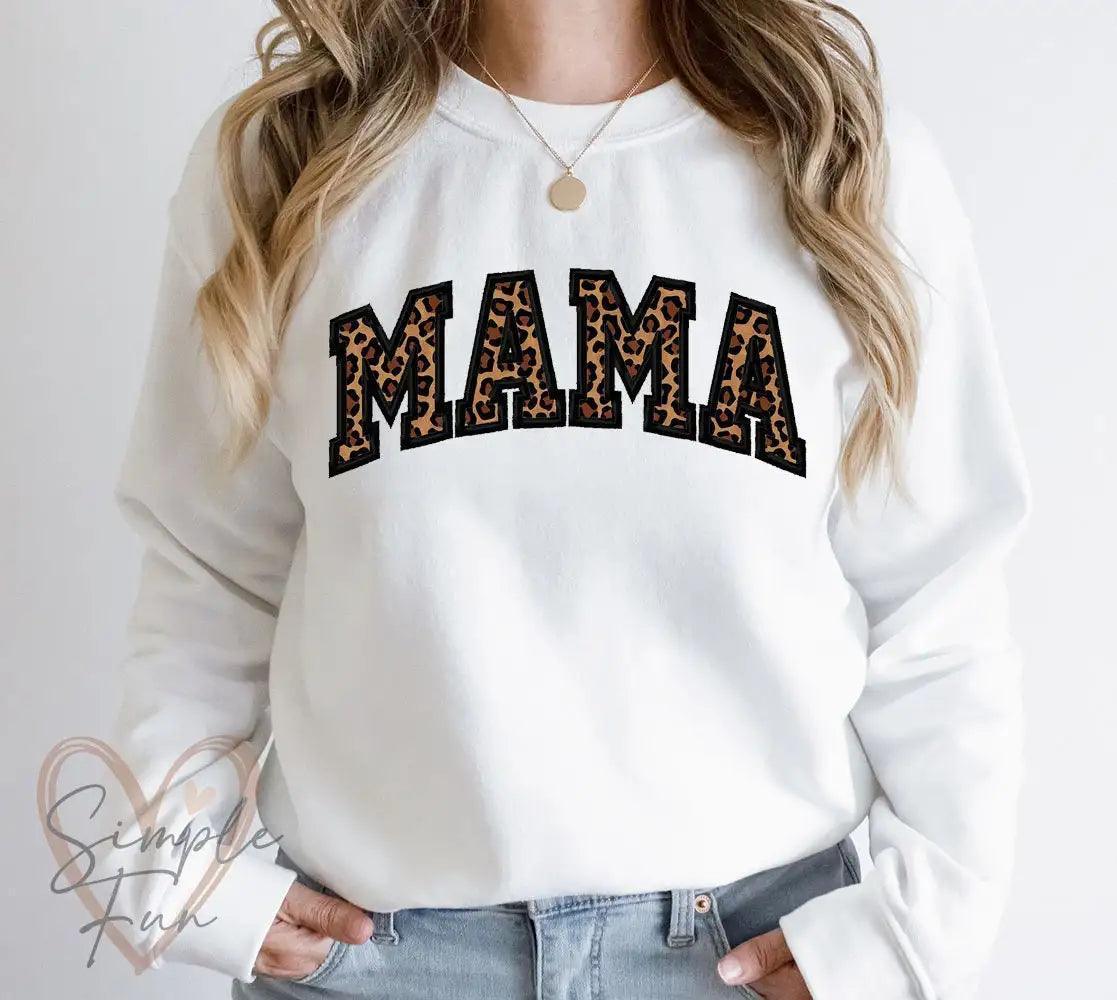 mama leopard print crew sweatshirt - basil boutique