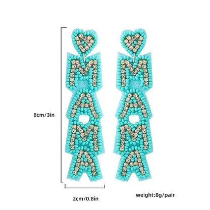 mama letter rhinestone earrings - basil boutique