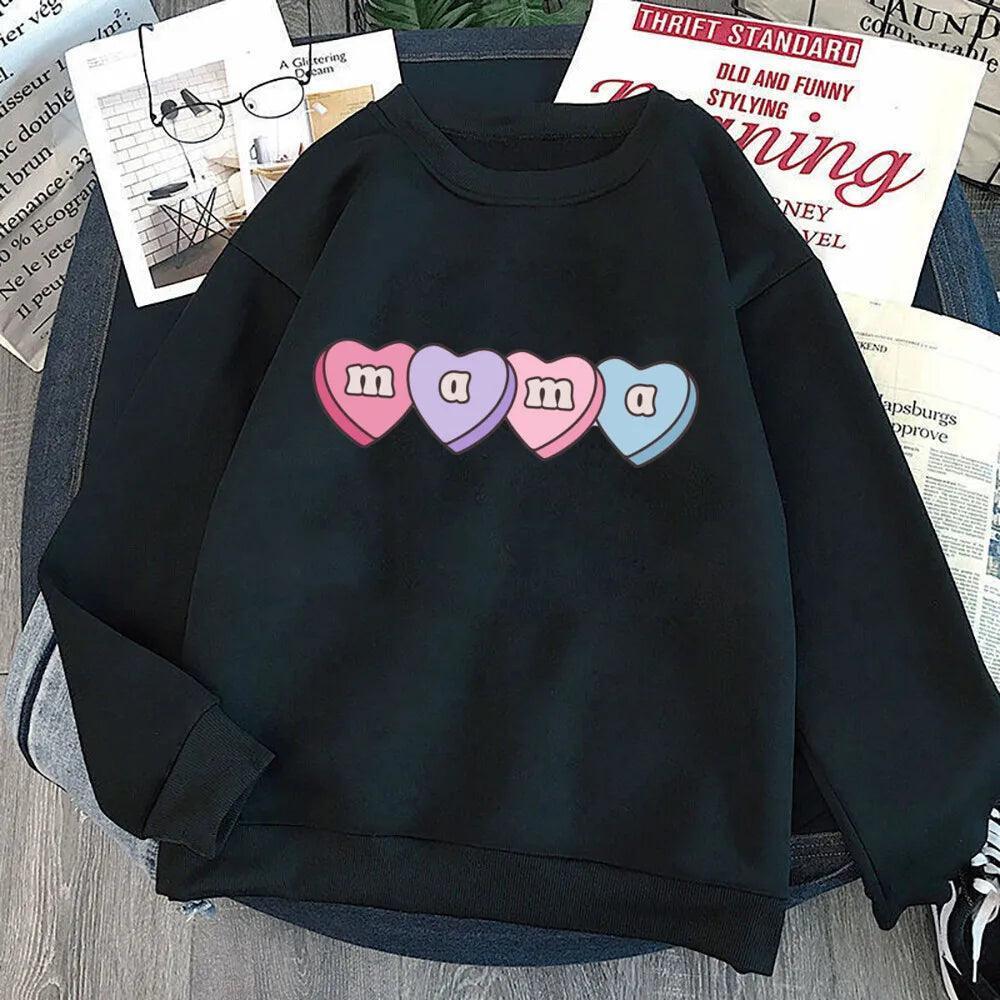 mama + mini heart candy matching crew sweatshirts - basil boutique