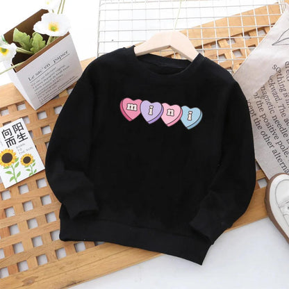 mama + mini heart candy matching crew sweatshirts - basil boutique