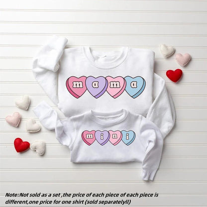 mama + mini heart candy matching crew sweatshirts - basil boutique