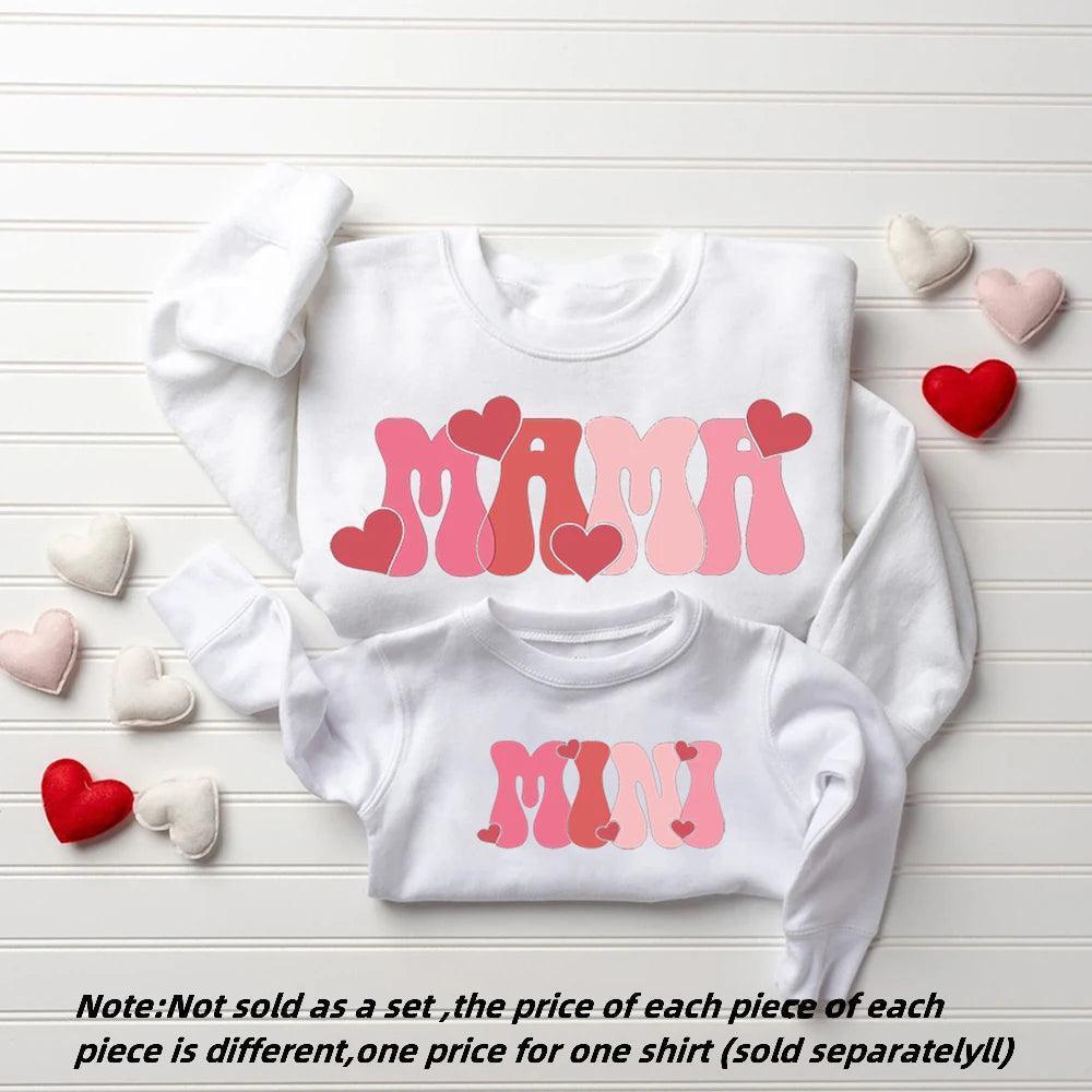 mama + mini heart matching crew sweatshirts - basil boutique