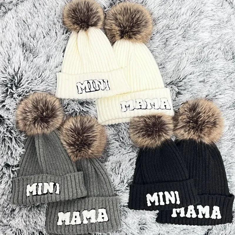 mama + mini pom beanie - basil boutique